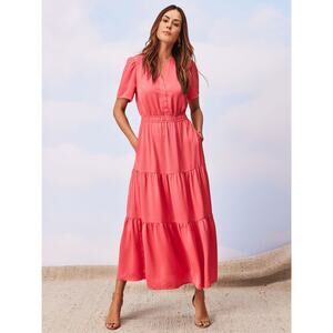 Nic + Zoe Daydream Midi Dress in Coral, Sz L -- NWT